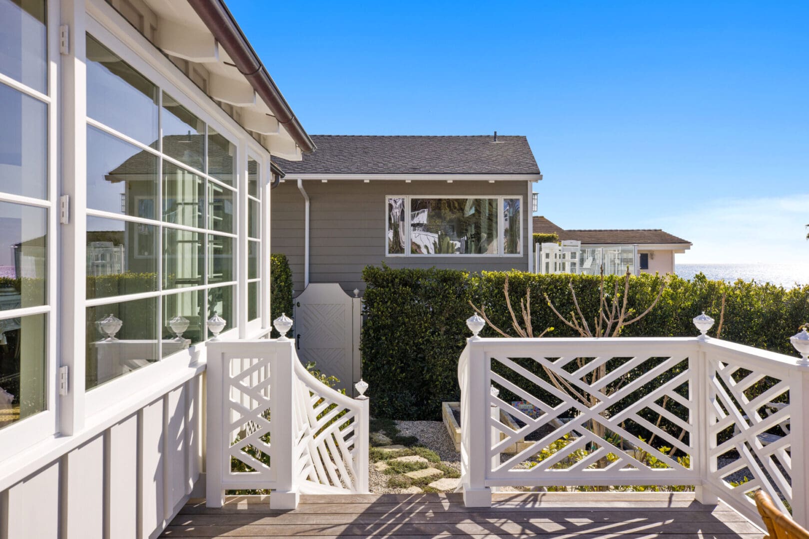 View of the house and garden from the balcony