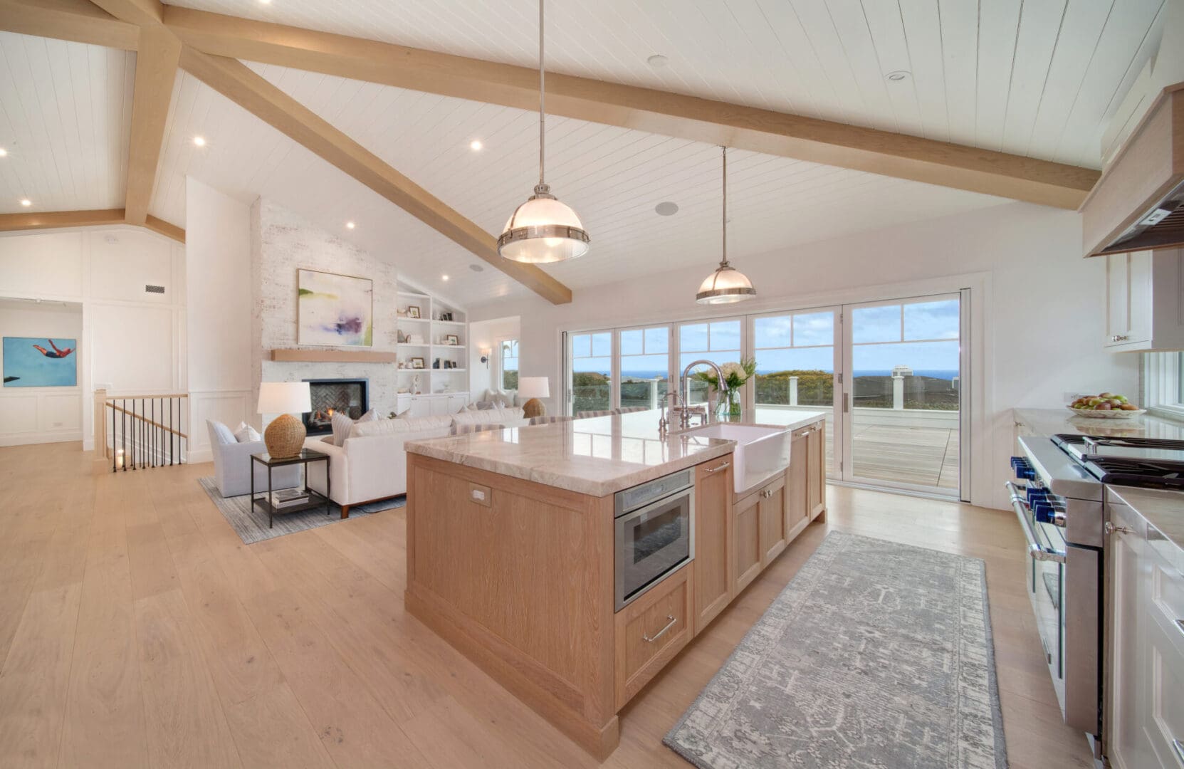 View of the living room from the open kitchen